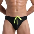 thumbnail image 2 of zeranth Low Rise High Elasticity Swimming Trunks Men Solid Color Drawstring Surf Briefs Beachwear, 2 of 7