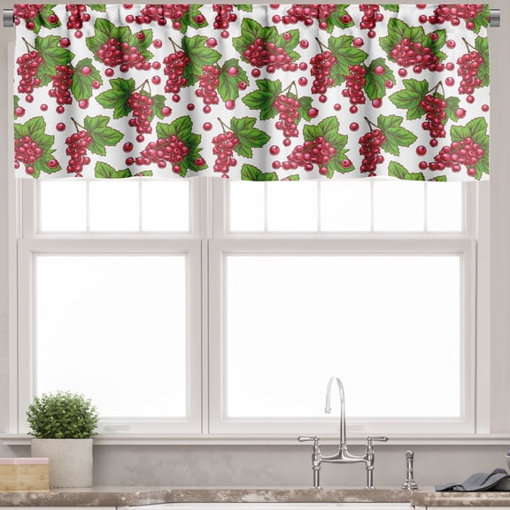 Ambesonne Nature Valance Pack of 2, Grape Fruit Harvest, 54"X12", Fern Green Ruby