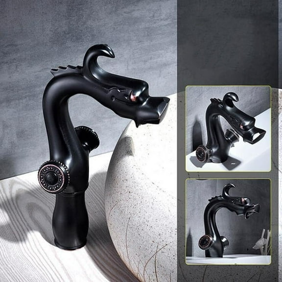 Juno Dragon Black Oil-Rubbed Contemporary Dual Handle Bathroom Faucet