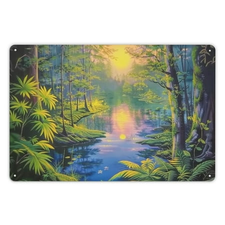 

Pratyus Forest River Sun Prints Tin Wall Art for Home Decor 12x8Inches