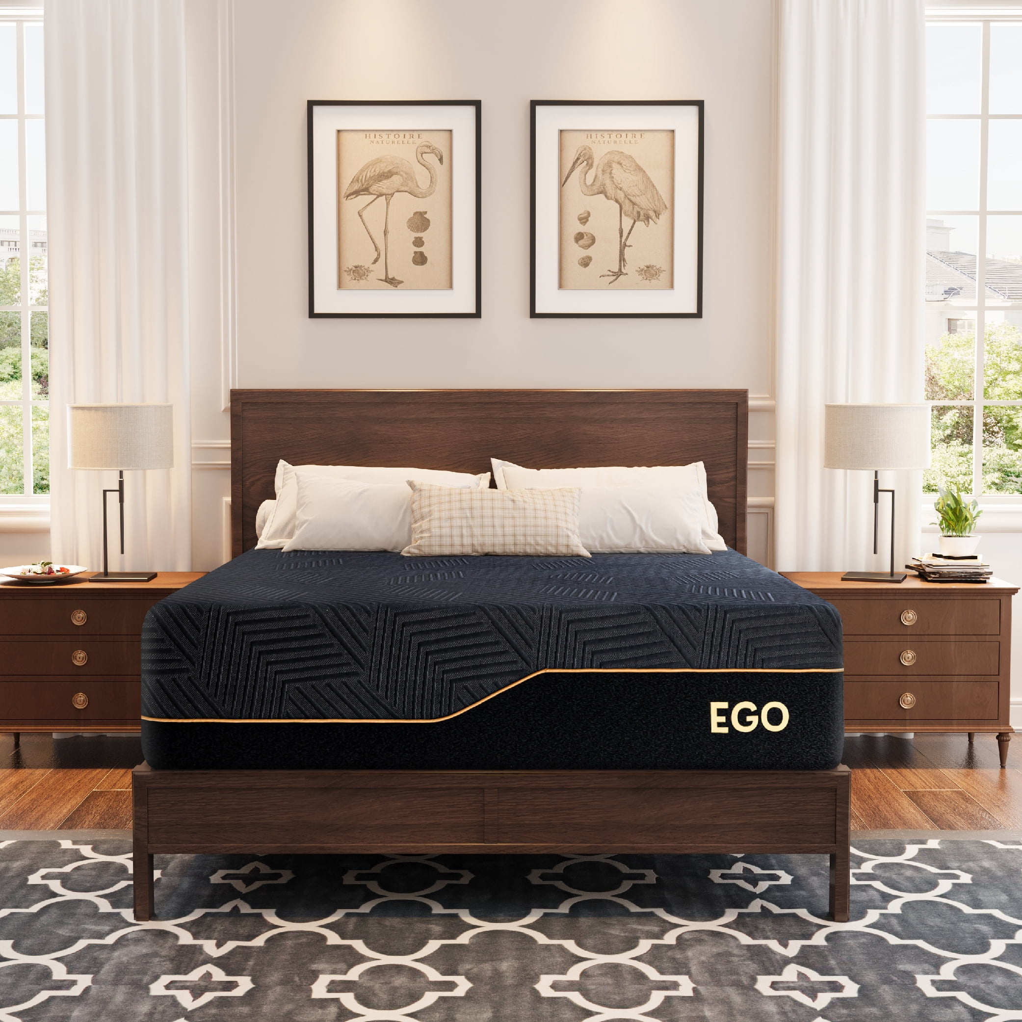 EGOHOME 14 inch Firm Full Mattress, Memory Foam Mattres with Cooling Cover, Bed in a Box, CertiPUR-US Certified, Breathable and Supportive, Made in USA, 54x75x14 Black
