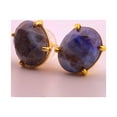 thumbnail image 5 of Natural Oval Lapis Lazuli Gold Stud Earrings, 5 of 10