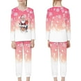 thumbnail image 2 of Renewold Kid's Girls Top and Pajama Set Breathable Snowflake Santa Crew Neck Loungewear Pjs 2 Pack Cozy Home Christmas Daily Wear Sleep Shirt Nightwear Size 5-6, 2 of 5