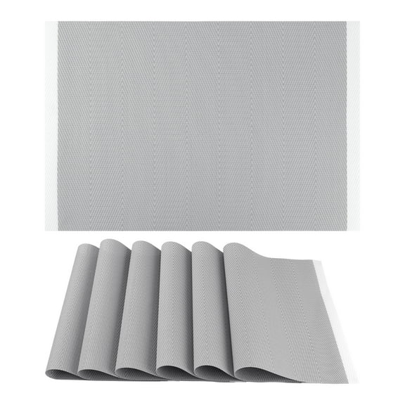 Unique Bargains Set of 6 Placemats for Kitchen Dining Table Decor Washable Gray