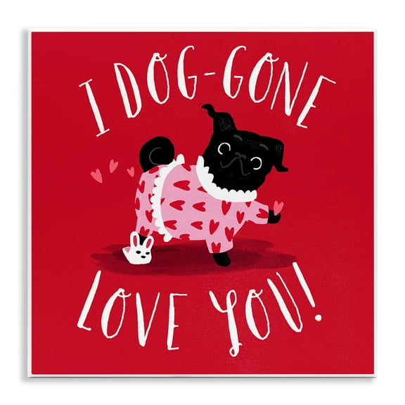 Stupell Industries Dog-Gone Love You Animals Painting Unframed Art Print Wall Art, 12 x 12