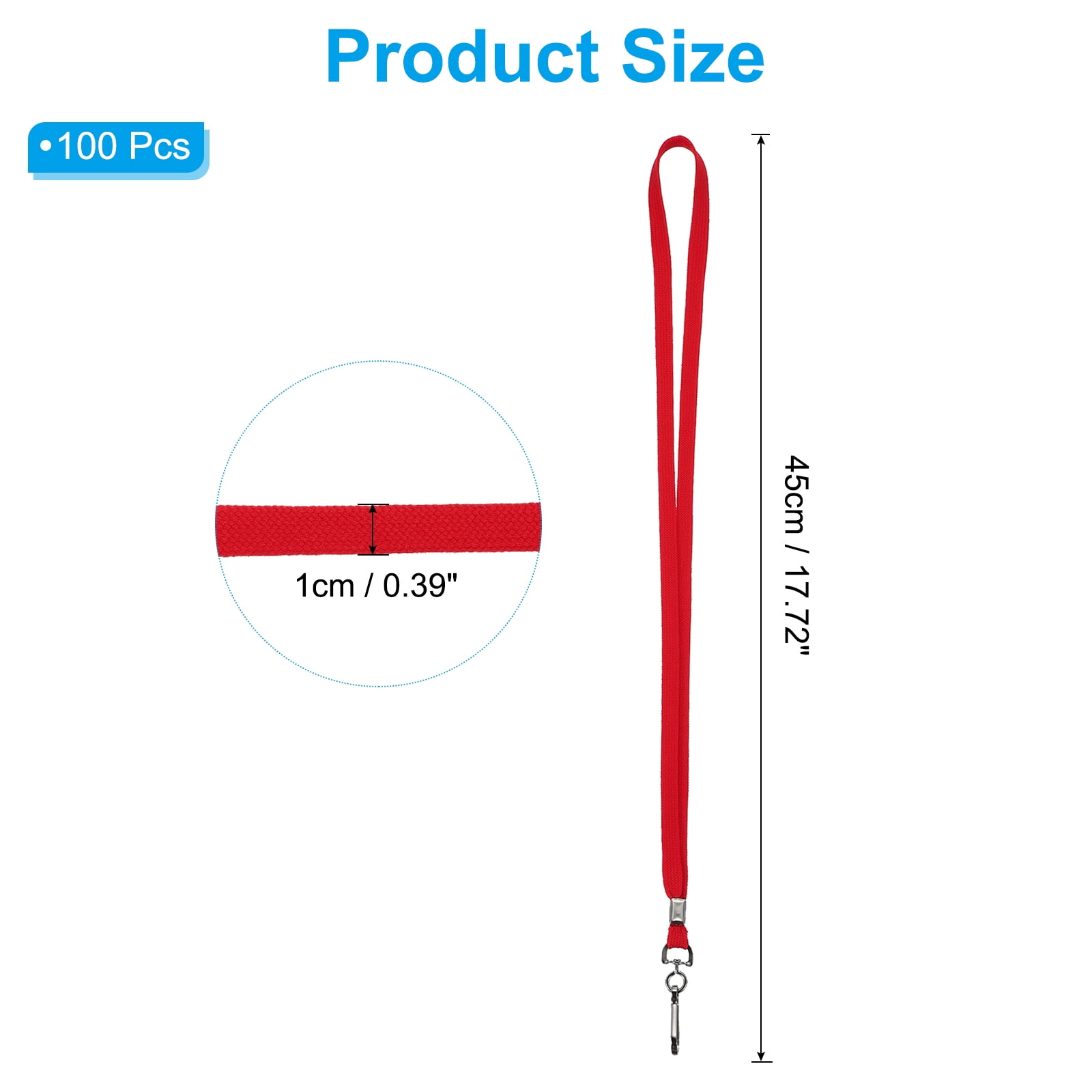 Uxcell Lanyards, 100 Pack Neck Lanyards Bulk with Swivel Hook Clip for ID Badges Holder, Keys, Office, Teachers, Red