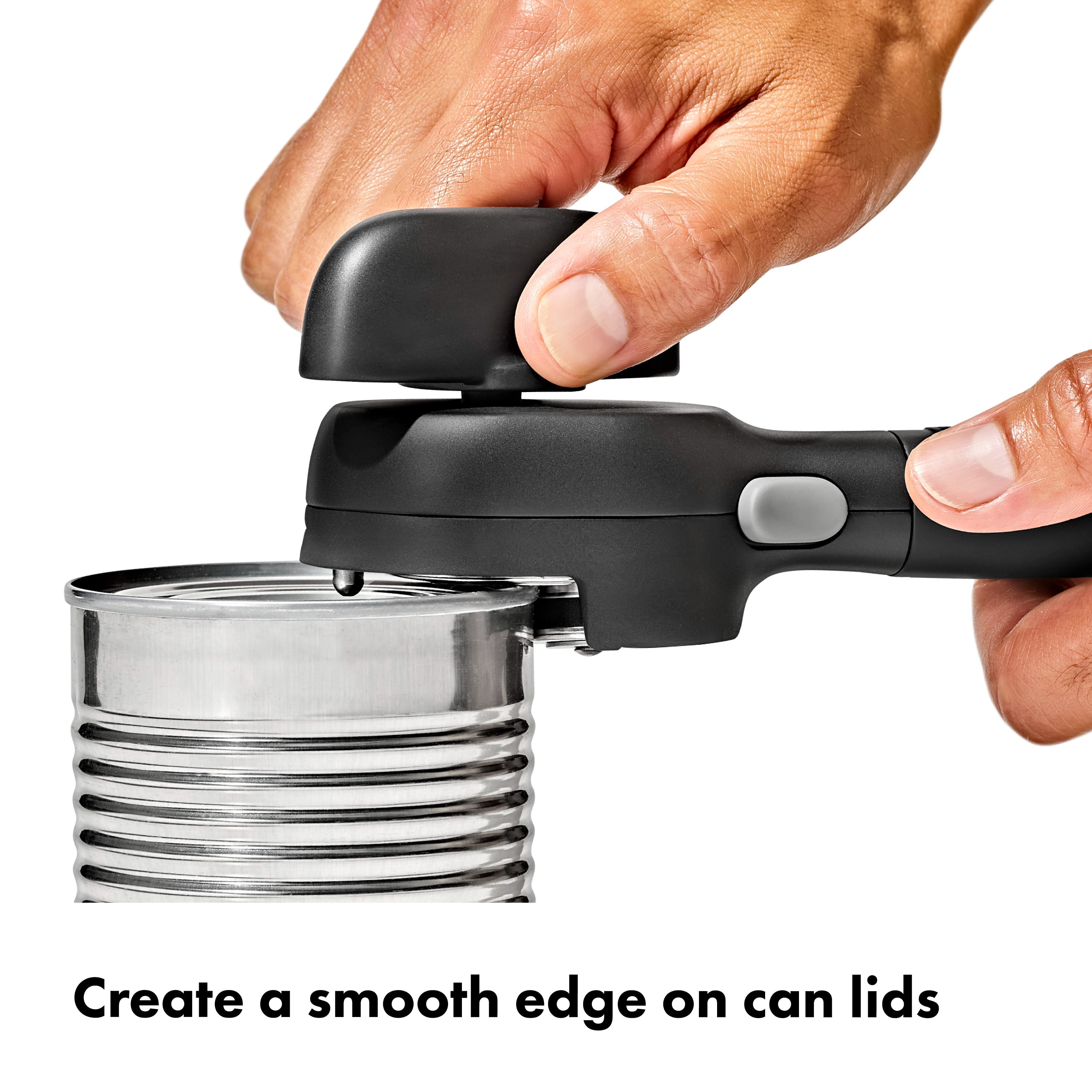 OXO SoftWorks Smooth Edge Can Opener – Side-Cutting, No-Touch Lid Removal, Stainless Steel Blade, Non-Slip Grip
