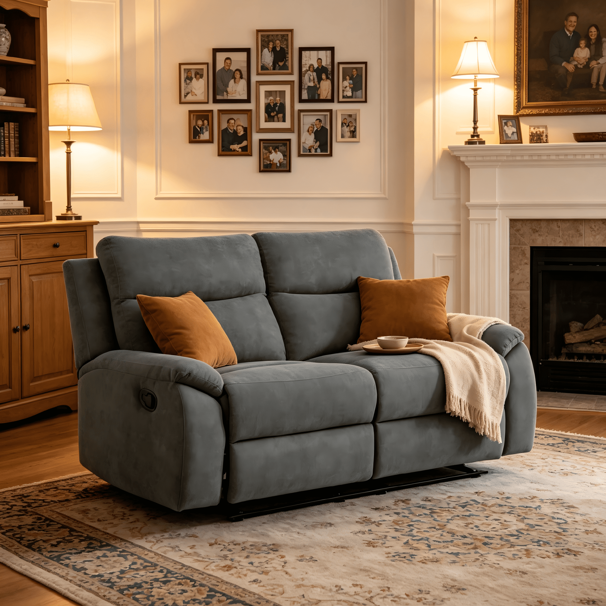 AC Pacific Ronald Contemporary Reclining Loveseat, Grey
