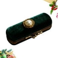 thumbnail image 4 of Retro Lipstick Box Lip Balm Organizer Bag Durable Cosmetic Storage Case With Mirror (Green), 4 of 7