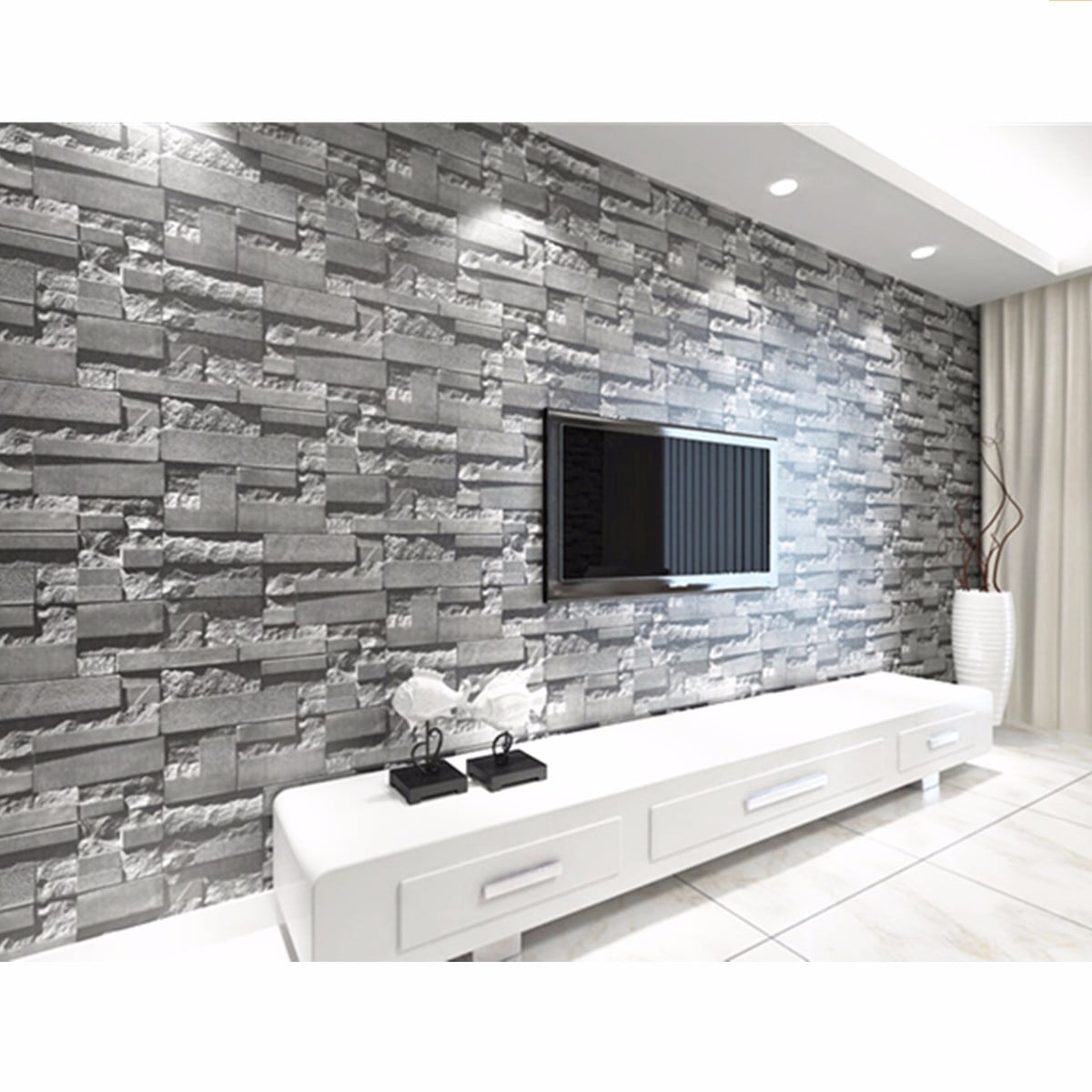 2 PCS x 57sq.ft/393.7'' x 21'' Removable Waterproof 3D Effect Brick