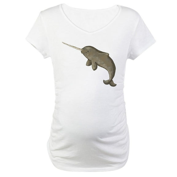 CafePress - Narwhal Maternity T Shirt - Cotton Maternity T-shirt, Cute & Funny Pregnancy Tee