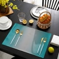 thumbnail image 3 of Teal Grey Ombre Placemats Set of 6, Gradient Contemporary Abstract Art Placemats for Dining Table, Place Mats for Kitchen Tabletop, Waterproof Wipeable Dining Table Mats Set, 3 of 9