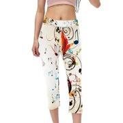 High Waist Capris Printed Gym Pants for Women - Not See-Through Compression Leggings for Running, Fitness, Yoga