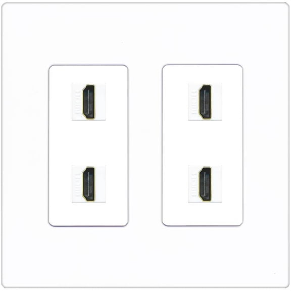 RiteAV 4 Port HDMI Wall Plate - 2 Gang [Screwless White]