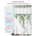 thumbnail image 2 of No Hook Cloth Fabric Shower Curtain with Snap in Liner, Summer Eucalyptus Leaves Waterproof Shower Curtains Set with See Through Top Window, Pastoral Rustic Botanical Bath Curtains Shower 72"x72", 2 of 6