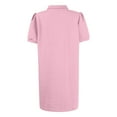 thumbnail image 5 of Huresd Dresses for Women Zipper Short Sleeve Dress Lapel Collar Solid Color Loose Fit Tunic Mini Dress Light pink L, 5 of 5