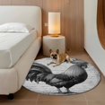 thumbnail image 3 of 3ft Washable Round Rug, Country Animal Non-Slip Circle Area Rug for Bedroom Bedside, Retro Watercolor Black Rooster Soft Indoor Floor Mat for Home Decor, 3 of 9