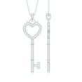 thumbnail image 3 of Rosec Jewels Lab Grown Diamond Heart Key Pendant Necklace - with Chain - Ready to Gift, 14K White Gold, 3 of 7