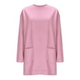 thumbnail image 3 of Guieoi Plus Size Jackets Women's Winter Round Neck Long Sleeve Solid Color Casual Sweatshirt Top with Two Pockets Pink Black*Friday/Cyber*Monday, 3 of 6