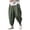 A593 Green, variant on Harem Pants for Men Cotton Linen Boho Hippie Style Wide Leg Baggy Lantern Trousers with Drawstring Elastic Waist Casual Summer Yoga Beach Pants for Men