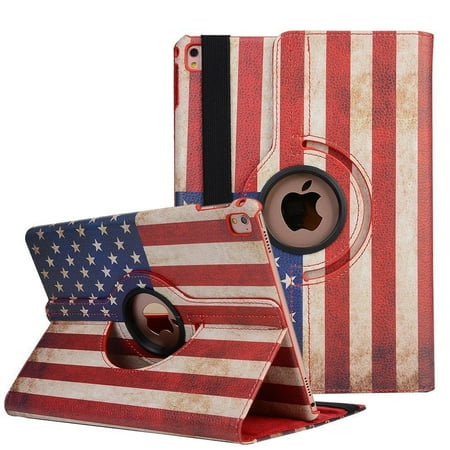 Apple Trackpad Cover Apple IPad 4 A1458 / A1459 / A1460 Tablet PU Leather Folio 360 Degree Rotating Stand Case Cover American Flag ()