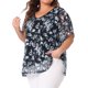 thumbnail image 4 of Blusa de talla grande Agnes Orinda para mujeres, patrón floral, con mangas de murciélago, cubierta de playa, camiseta suelta, 1X, negra, 4 of 6