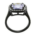 thumbnail image 3 of Black Stainless Steel Ring with AAA Grade CZ in Light Amethyst for Women Light Amethyst Stone Color Style TK3734 Size 6, 3 of 5