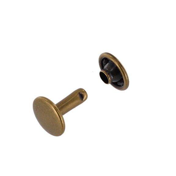 Double Cap Rivet, Antique Brass, Solid Brass-LL (100 sets per bag), Multiple Sizes
