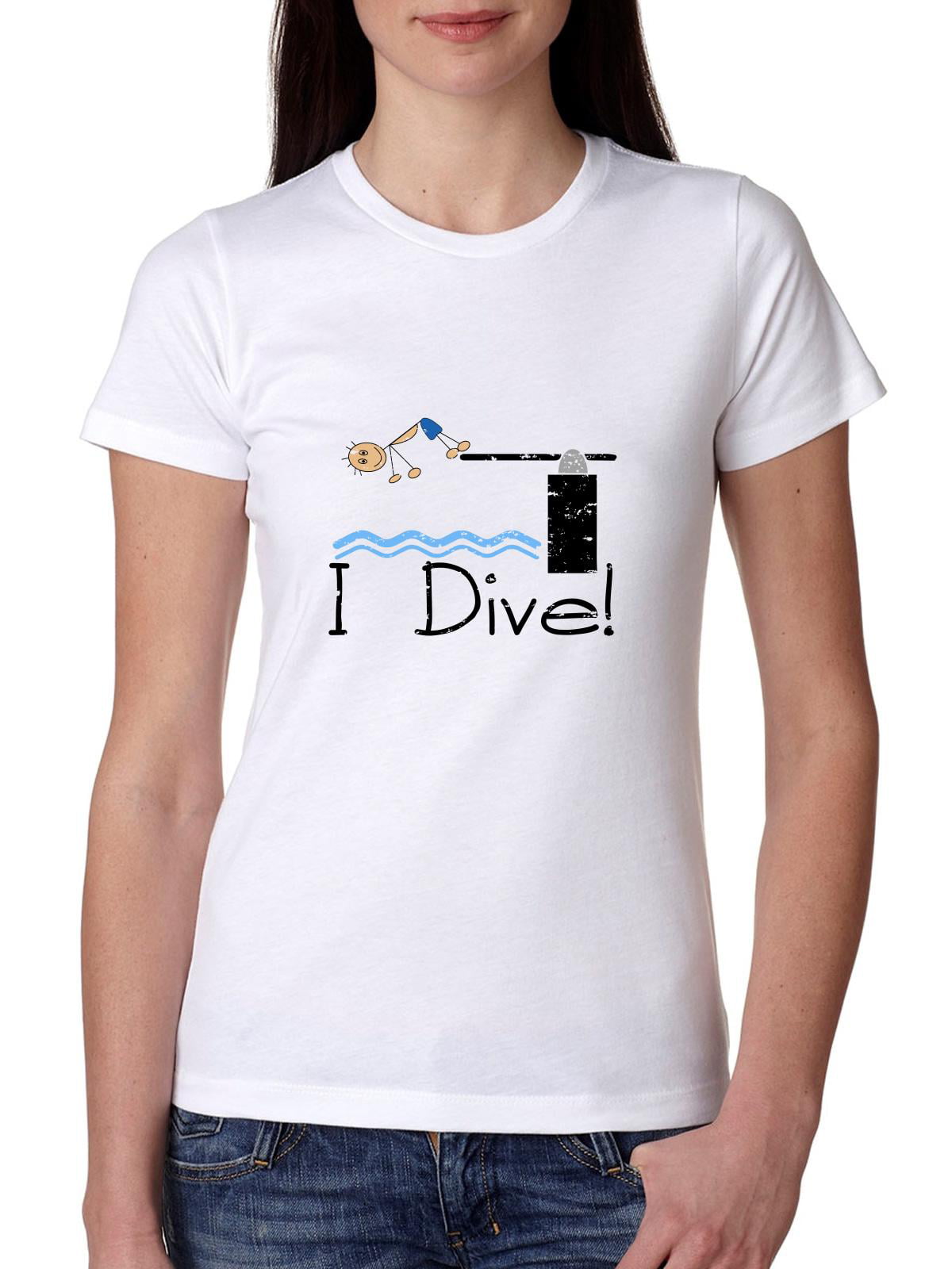 Hollywood Thread Trendy I Dive Diving Swimming Pool Womens Cotton T Shirt