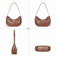 thumbnail image 5 of Lee Vintage Hobo Handbag for Women Cute Small Ladies Shoulder Bag with Decorative Metal Chain, Brown, 5 of 7