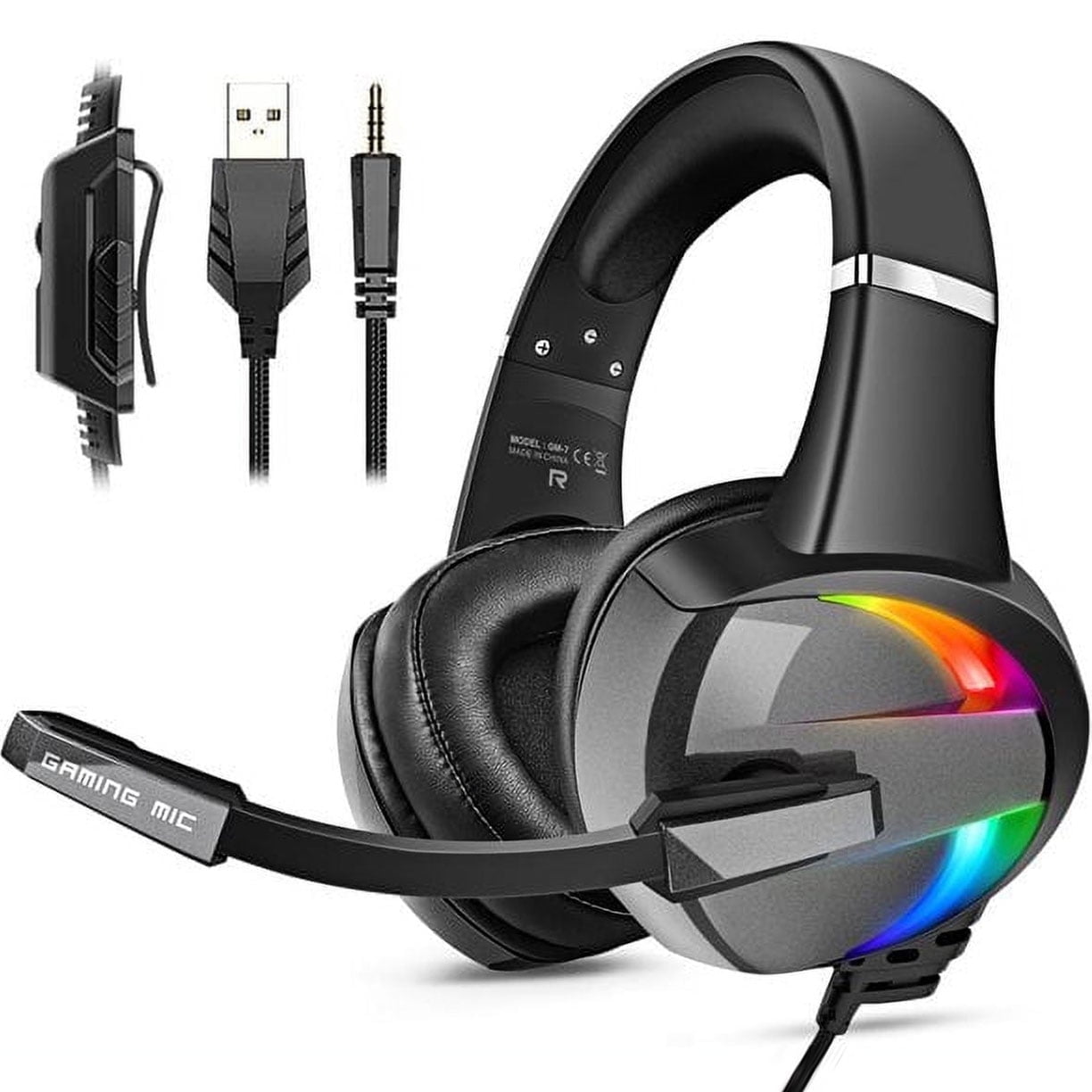 PS5 PS4 PC Xbox Nintendo Compatible Over Ear RGB Gaming Headset with 40mm Driver Mic Walmart