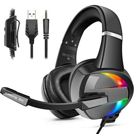 Beexcellent Gaming Headsets for PS5, PS4, Xbox One, Gaming Headphones with Noise Canceling Microphone Surround Sound & LED RGB Light for PS5 Xbox PC Laptop Mac Nintendo Switch