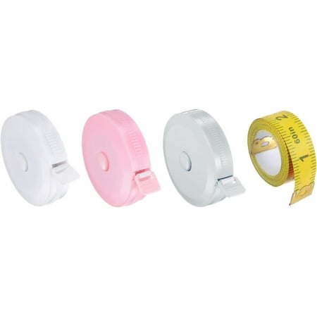 

4pcs Soft Tape Measure Set Retractable Measuring Ruler with 150cm/60 Multicolor Soft Ruler for Body Cloth Sewing Light Pink White Cool Blue