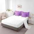 thumbnail image 3 of Erosebridal Love Queen Bed in a Bag,Purple Romantic Comforter Set 7 Piece,Cute Love Heart Shaped Sheet Set with Comforter Kawaii Room Decor,Graffiti Style Bed Sets, 3 of 6