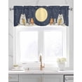 thumbnail image 2 of Japanese Cute Cat Kitchen Valances for Windows Farmhouse Linen Window Valance Curtain for Living Room Window Treatment Harmony Moon Umbrella Simple Art Valance Rod Pocket Topper Drape, 42 x 12 Inch, 2 of 6