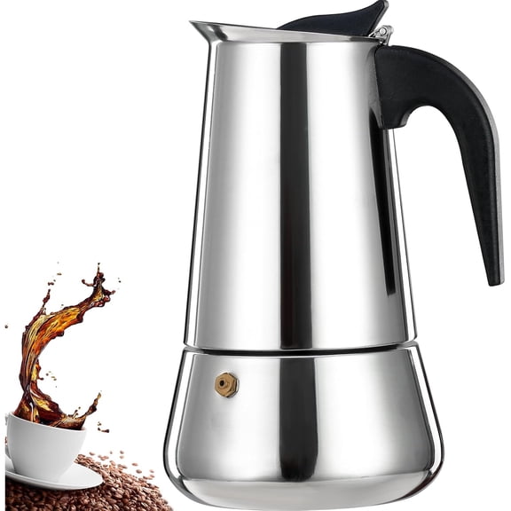 Stovetop Moka Pot Stainless Steel Espresso Maker, Italian Coffee Percolator for Home Kitchen