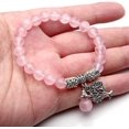 thumbnail image 5 of Cuarzo rosa elástico Árbol de la vida Pulsera de piedra de la suerte Reiki Healing Crystal Gemstone Dangle Charms Pendant Birthstone Bracelet (6.2quot;) Feliz Sencillez, 5 of 5