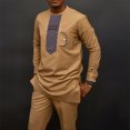 thumbnail image 2 of TSADFHJI Pantalon de Pyjama Homme Mode Décontractée Ample Style Africain Col Rond Manches Longues Pantalon Costume m Jaune, 2 of 9