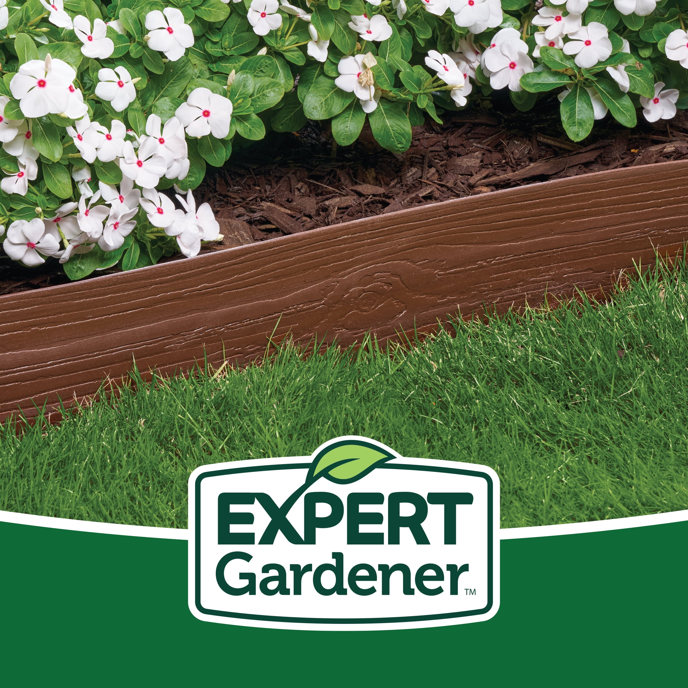 Expert Gardener 5 in. x 20 ft. Brown Wood Grain Plastic Landscape Edging with Stakes