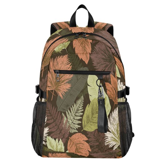 Full‑Print Casual Laptop Backpack, 20L Water‑Resistant Twill Tote Daypack with 14 Inch Computer Compartment for School Business Travel Tropical Paisley Flat Motif