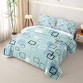 thumbnail image 3 of Castle Fairy Abstract Square Twin Quilt Set 2 Pieces,Minimalism Frame Shape Twin Coverlet Set,Sky Blue Pale Cyan,1 Bedspread and 1 Pillowcase, 3 of 7