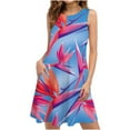 thumbnail image 2 of gakvbuo Summer Dresses for Women Crewneck Knee-Length A-Line Dresses Boho Floral Sundress Sleeveless Tshirt Dress Pockets Casual Loose Swing Tank Dress Beach Cover Up, 2 of 5