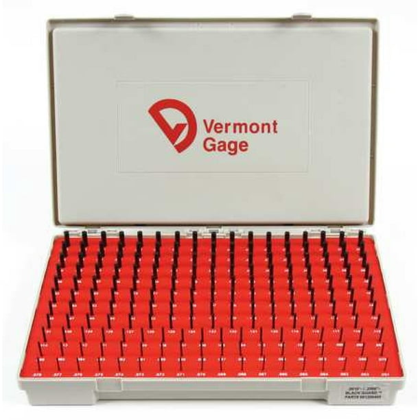 VERMONT GAGE 901200400 Pin Gage Set,Minus,0.0610.250 In,Black