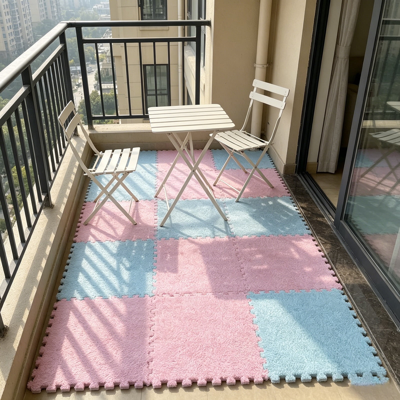 Pack of 20 30 x 30 cm interlocking foam mats, plush mat, carpet tiles, plush carpet, bedroom floor tiles, soft play mat