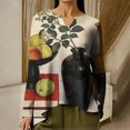 thumbnail image 2 of QASIEATN Women's V Neck Long Sleeve Top Asymmetrical Shirt Blouse Summer Graphic Tee Tops, 2 of 5