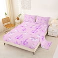 thumbnail image 2 of Erosebridal Cartoon Animal Unicorn Queen Sheet Sets For Kids,Purple Dreamy Princess Style Castle Bed Set 4pcs, 2 of 6