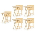 thumbnail image 1 of PJ Wood Folding Portable TV Snack Tray Table, Natural Finish (10-Piece Set), 1 of 7