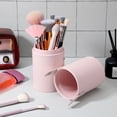 thumbnail image 7 of EBCUE 7.87" Portable Makeup Brush Holder with Strap Waterproof PU Leather Travel Makeup Brush Case Bag Cup Brush Storage Dustproof Bag for Women Makeup Brushes Pencils Toothbrush Hand Cream Pink, 7 of 7