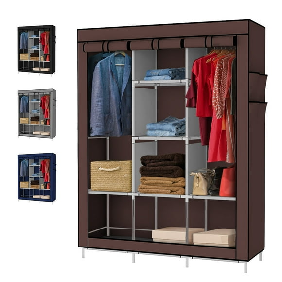 Closet Organizador Armable De Tela Y Tubo Armario De Ropa Minimalista 170 x 130 x 45 Ropero Organizador para Dormitorio Soporta hasta 33 LB