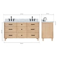 thumbnail image 2 of Ariel Monroe 67 Inch Double Oval Sink Bathroom Vanity With Italian Carrara Marble Countertop 1.5 inch Edge In Oak, 2 of 7